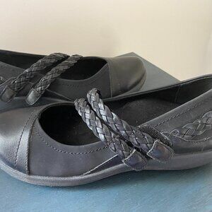 Aetrex Annie Mary Jane Black Leather Shoes Size 7.5-8